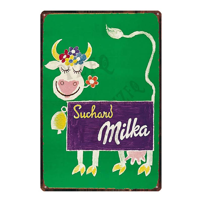 YZFQVintage Affiche Alimentaire Chocolat Métal Rétro Panneaux Candy Bar Plaque Murale Cuisine Maison Restaurant Décoration DU-6822B