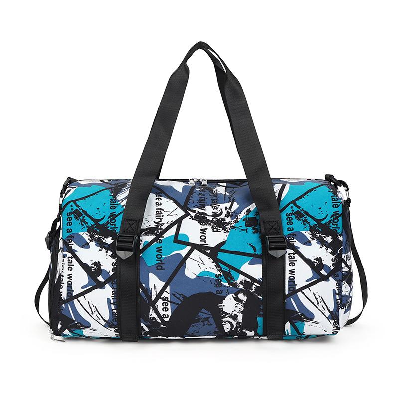

Short trip bag Graffiti wet and dry separation with shoe position Swimming training bag Large capacity sports fitness bag небесно-голубой