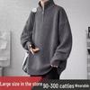Men's Plus Size Half-Zip Stand Collar Sweater - Solid Color, Versatile, Trendy, Loose Fit for High School Students (Autumn/Winter)