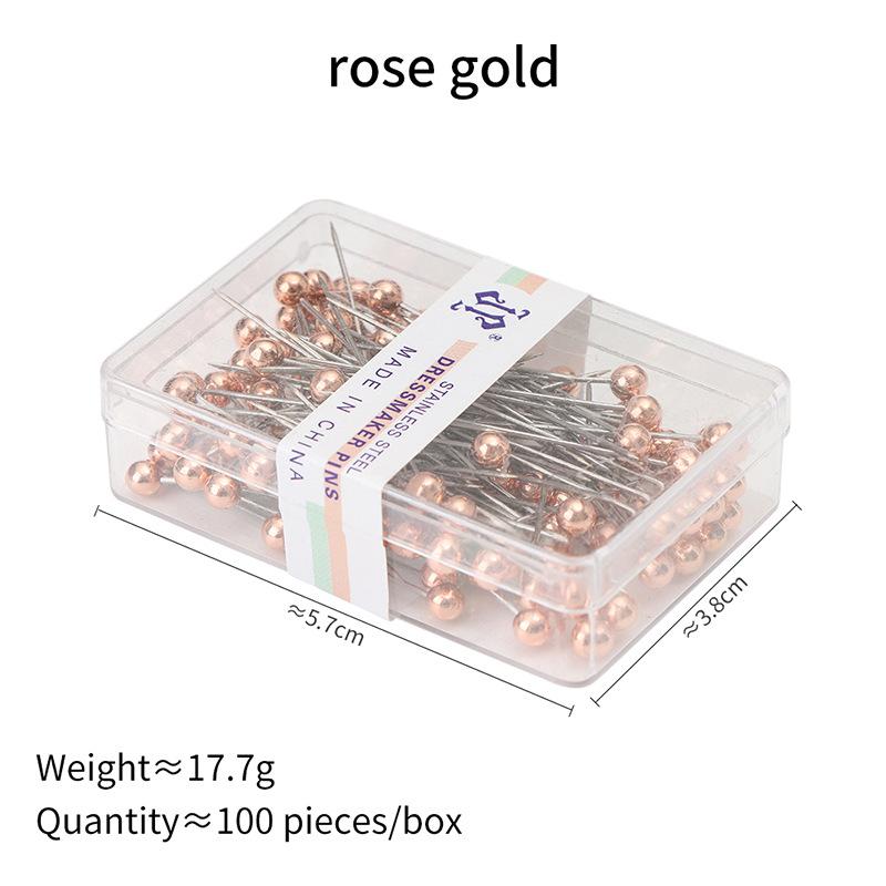 100 Teile/schachtel Bunte Nadeln mit rundem Perlenkopf zum Selbermachen, Schneidernadeln, Stichwerkzeuge, Positionierungsnadeln, Nähzubehör