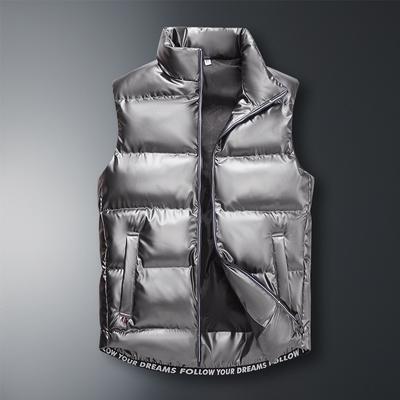 Vest Men's Autumn and Winter Down Cotton Tide Sleeveless Men's Glossy Vest Cotton Casual Large Size Waistcoat Thick Warm Jacket