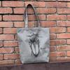 SOTONEKO JAPAN Tote Bag, Shoebill Design, Shoulder Bag, A4 Size, Vertical, Gusseted, Cotton, Men'sWomen's, Gray, Line Art Illustration