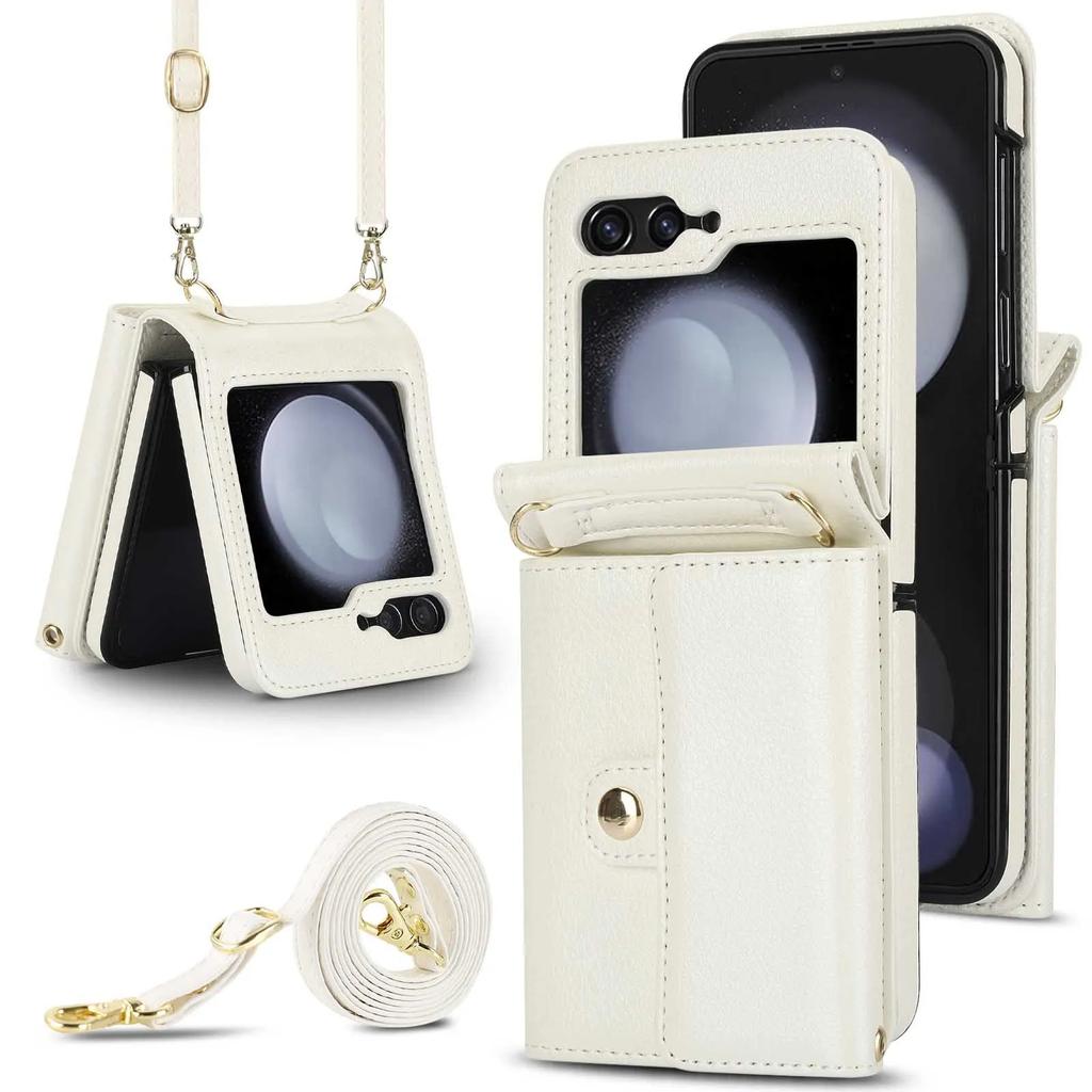 Mehrfarbiges mattes schlichtes Leder Multifunktionale Kartenhülle für Motorola Razr 40 Ultra Hülle mit Schlüsselband Stoßfeste Hülle Zubehör