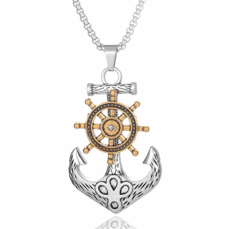 Retro Medieval Boat Anchor Necklace Accessories Street Retro Style Hip-hop Street Necklace for Boys
