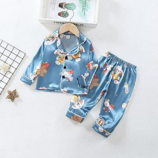 Conjunto de Pijama Infantil de Algodón Seda de Dibujos Animados
