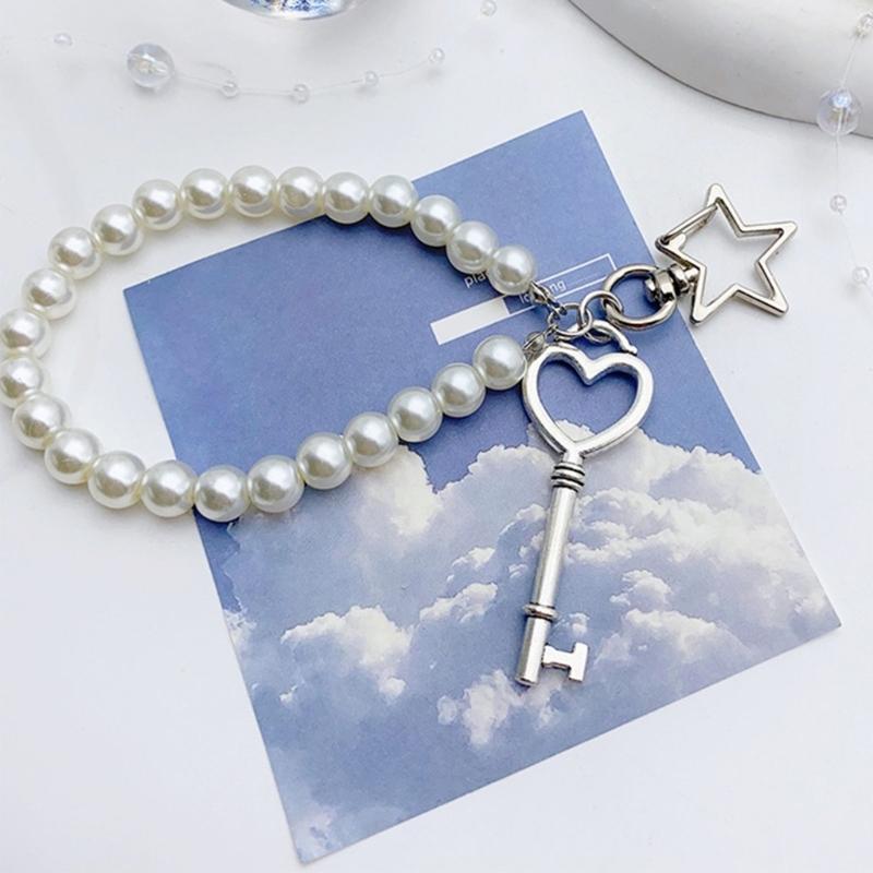 Delicate Hangings Pendant Decoration Fashionable Keychain Pendant Pearls Rings Phone Accessory Chic Purse Hangings