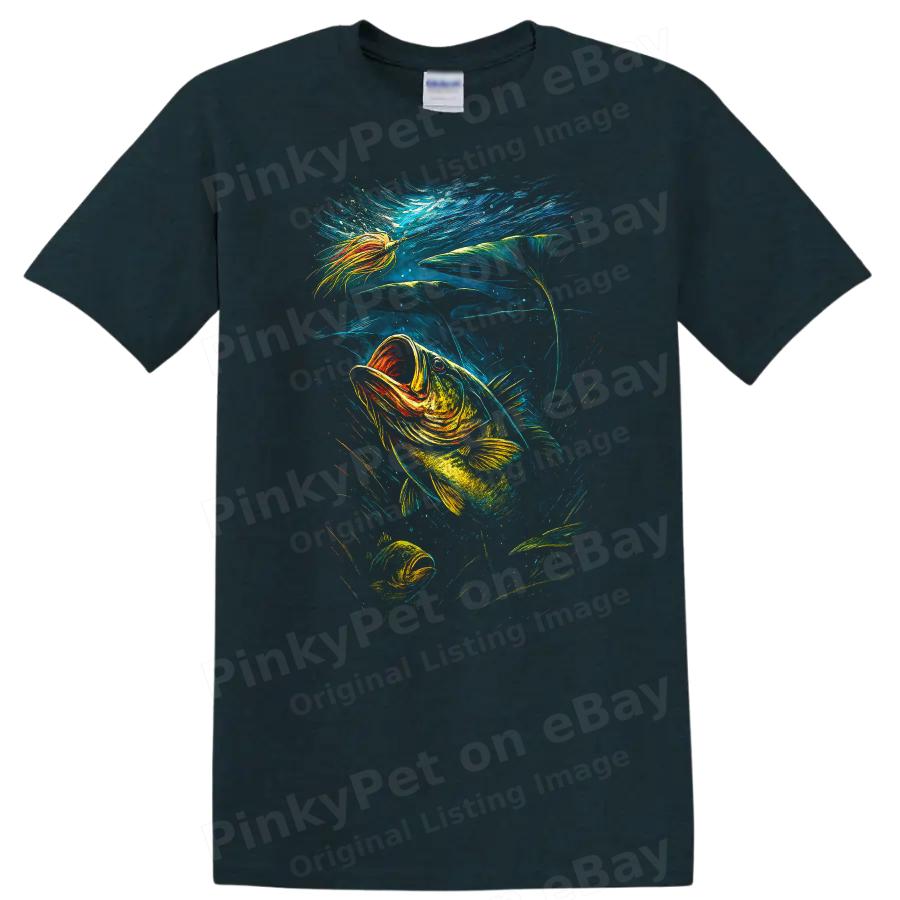 Fish Jumping T Shirt Bass Fishing Art Nature Lover Gift Cool Tee
