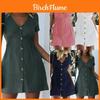 Elegante Vestito da Donna Mini a Sottoveste con Bottoni e Scollo a V in Tessuto Morbido e Confortevole, Perfetto per le Giornate Estive