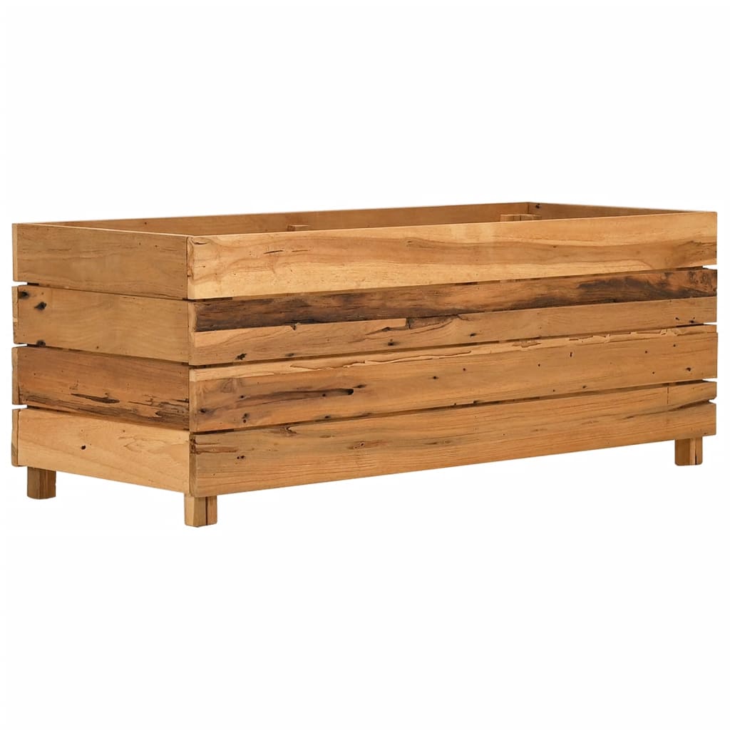 Raised Garden Bed 100 X 40 X 38 Cm Reclaimed Teak Wood and Steel