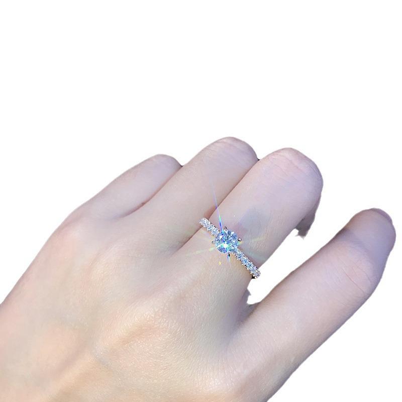 925 Silber Minimalistische Verlobungsringe mit simuliertem Diamant für Paare
