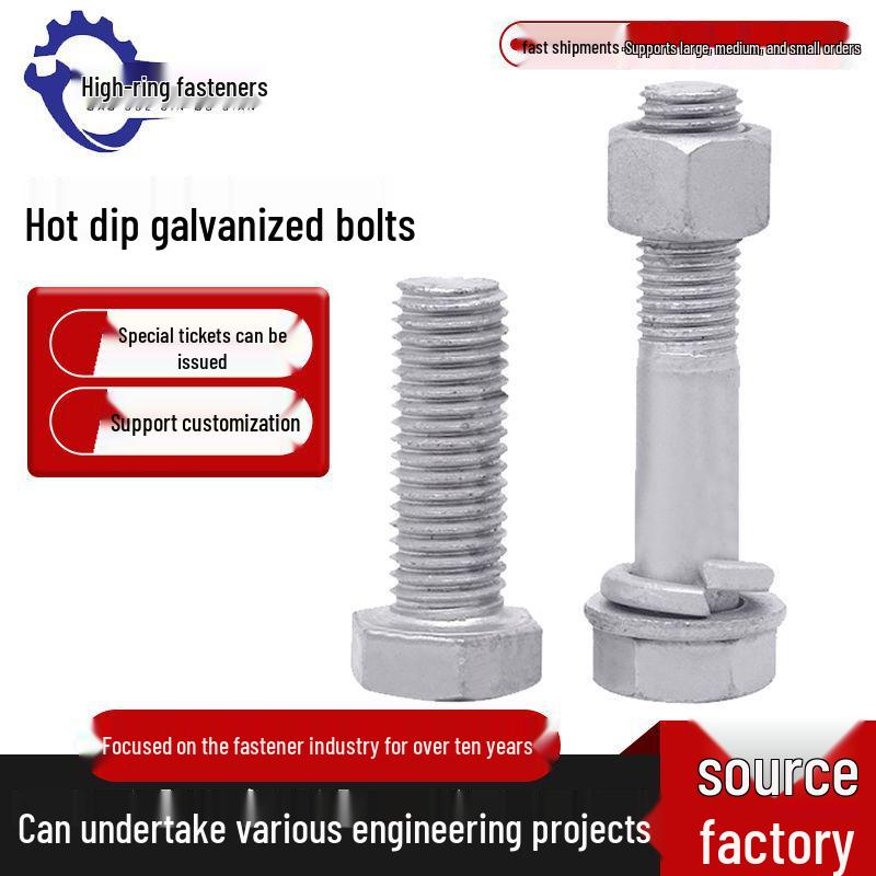 4.8 Grade Hot-Dip Galvanized Hex Bolts for Photovoltaic & Wind Power Systems M8x20