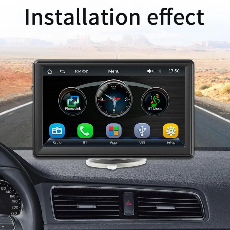 Universal 7 Inch Car Multimedia Screen BT Portable Digital FM Radio Wireless CarPlay Android Auto WIFI Car Navigation High-definition Reversing Camera