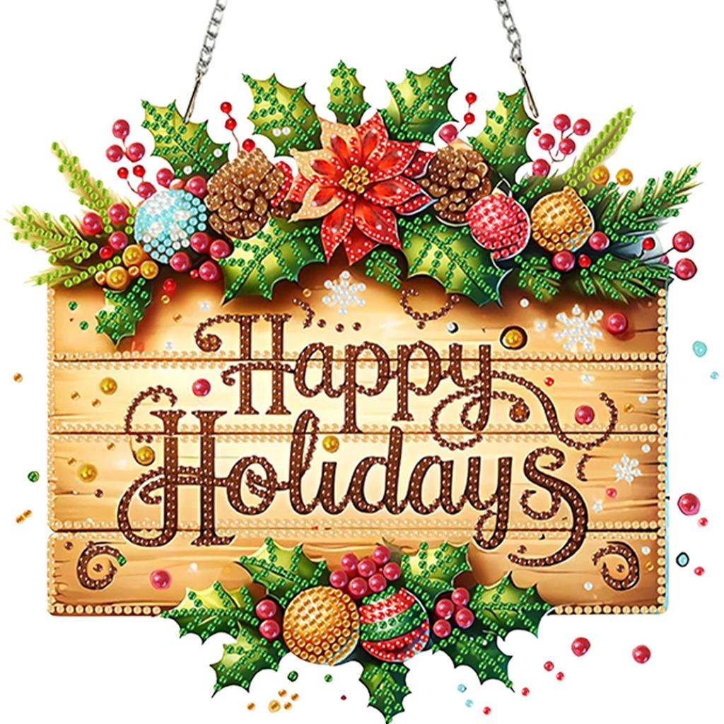 Weihnachtsthema 2D/Flach DIY Strassstein Diamantmalerei Fensteranhänger Spezielle Form Diamantmalerei Anhänger Heimwanddekoration Bastelarbeiten