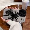 Nordic Style Fur Versatile Black Hidden Coconut Tree Suitable for New Apple 16promax Mobile Phone Case Iphone15