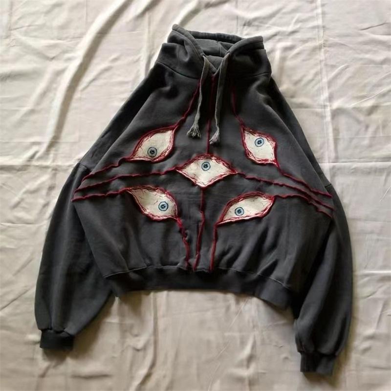 Y2K Devil Eyes Collection Cotton Hoodie Retro Graphic Print Top Sweatshirt