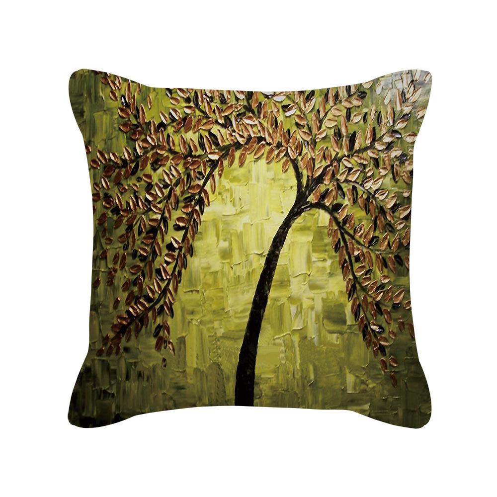 Ins Nordic Oil Painting Color Tree Sofa Pillow Cover Cushion Cushion Cover New Household Products