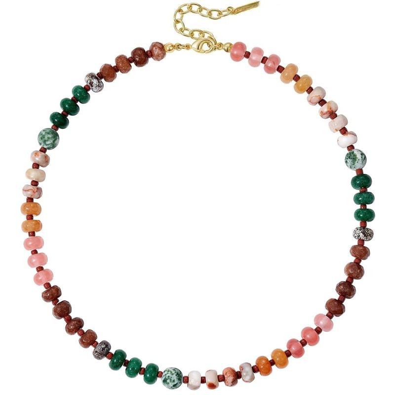8mm Beaded Necklaces for Women Mom Girls, Gemstone Bead Boho Choker, Natural Stone Handmade Fashion Autumn Winter Jewelry Gifts