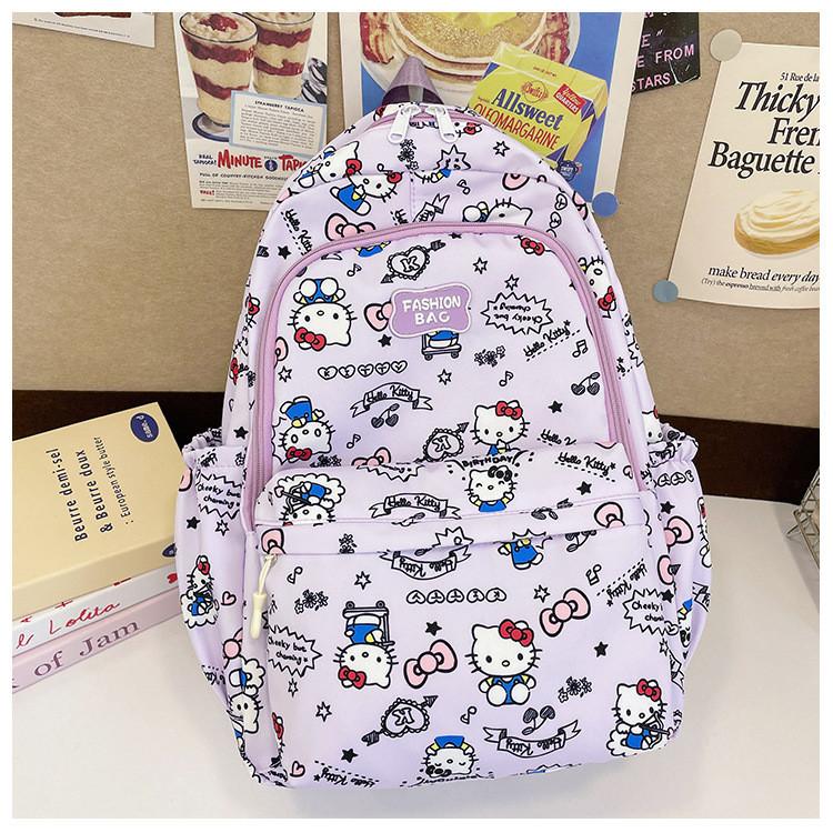 Очаровательный Новый Мультяшный Женский Рюкзак Модный Нейлоновый Школьный Рюкзак Для Подростков И Взрослых Purple Kitty