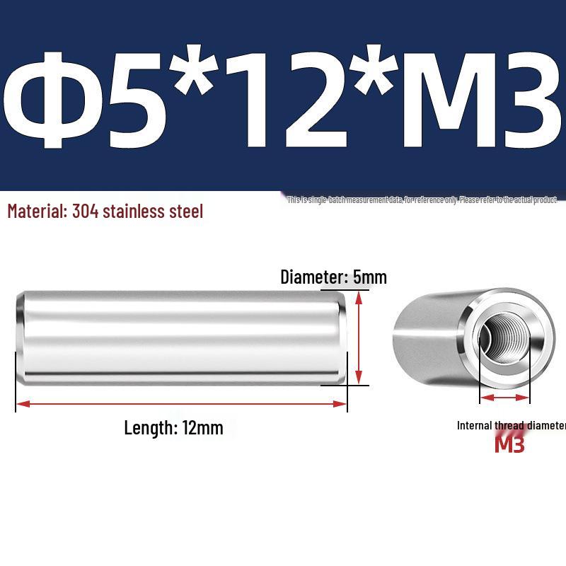 Pin Cilindric din Oțel Inoxidabil 304 cu Filet Interior M4/M6/M8 și Orificiu - Coloană de Suport și Ghidare