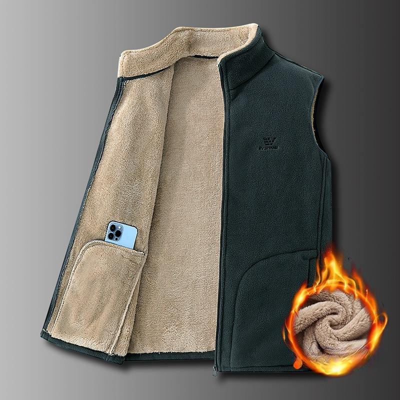 Men's Plus Velvet Vest, Autumn and Winter Warmth, Thickened Jacket, Jacket, Men's Fleece, Middle-aged Dad Wear