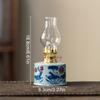 Chinese Style Glass Vintage Ceramic Ghee Lamps Teahouse Kerosene Lamp Study Bedroom Crafts Hand Drawn Patterns Decorations