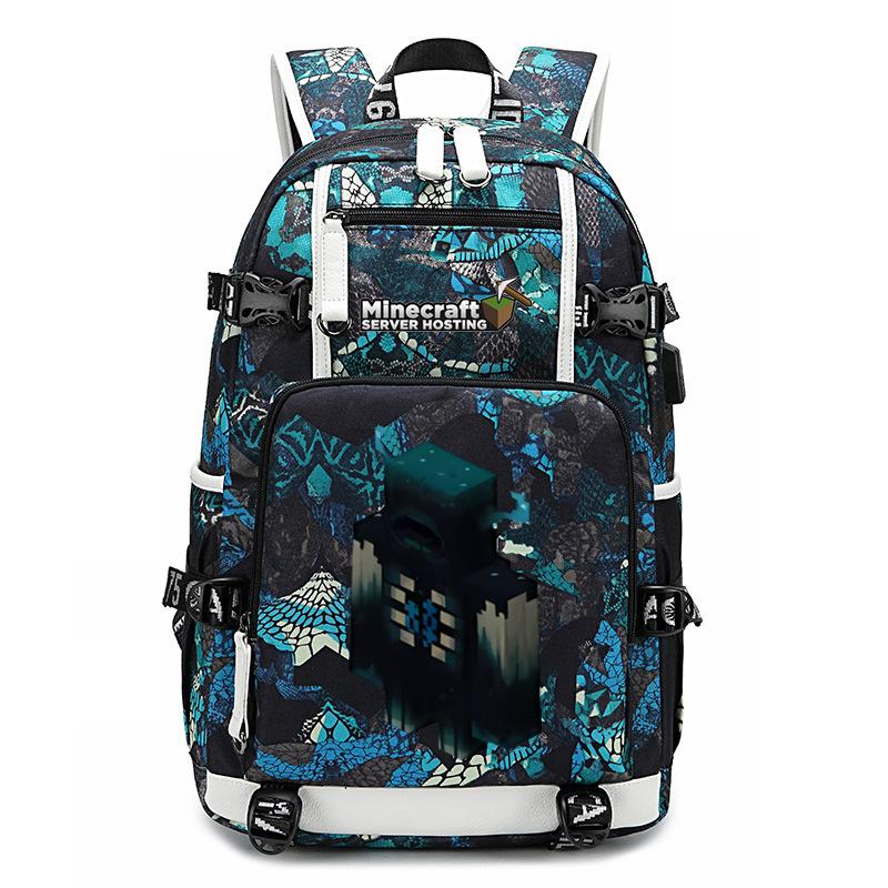 Hot Selling Minecraft Game Peripheral Printed Backpack Outdoor Large Capacity Travel Bag