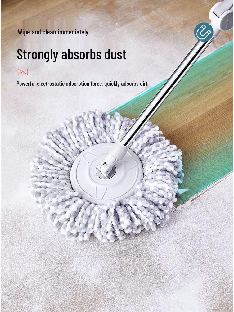 Mop Giratório de Dupla Utilização Aprimorado com Balde Plano Mãos-Livres para Limpeza Seca e Molhada