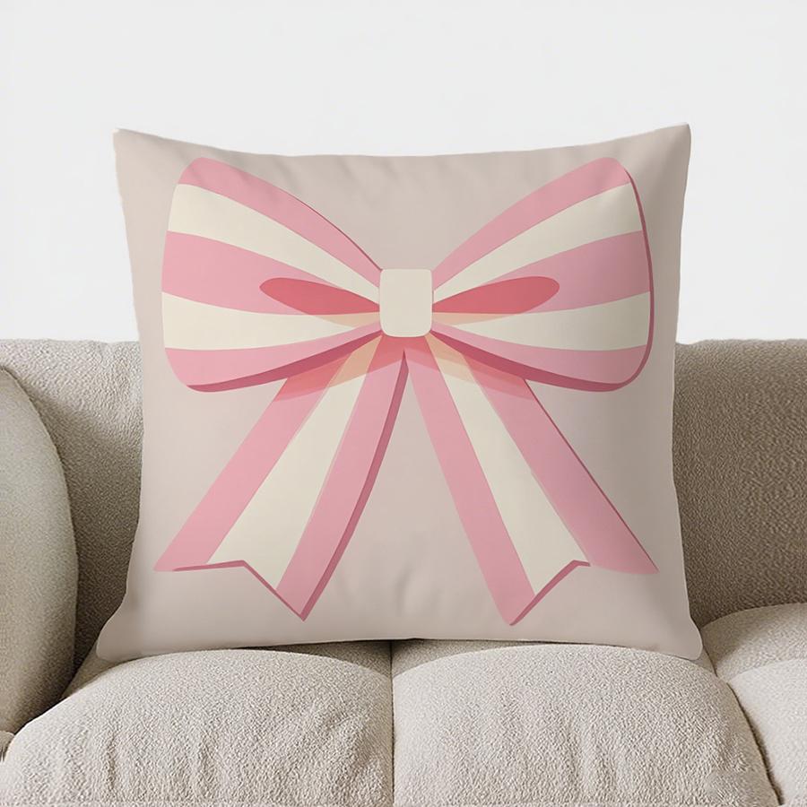 Home Decor Pink Bows & Hearts Patterned Pillow Cover Pattern Cushion Cover Suitable For Sofa Bedroom Car Pillow Cover