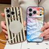 Rainbow Color Striped Phone Case For iPhone 17 Pro Max Hybrid TPU+PC Magnetic For Magsafe Matte Cover For iPhone 16 15 14 13 Pro Max