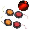 4pcs 2in Round LED Indicator Light Side Marker Lamp Red Yellow Lens with HeatShrink Tube for