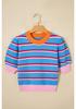 Women's Casual Striped Patchwork Short Sleeve Round Neck Sweater