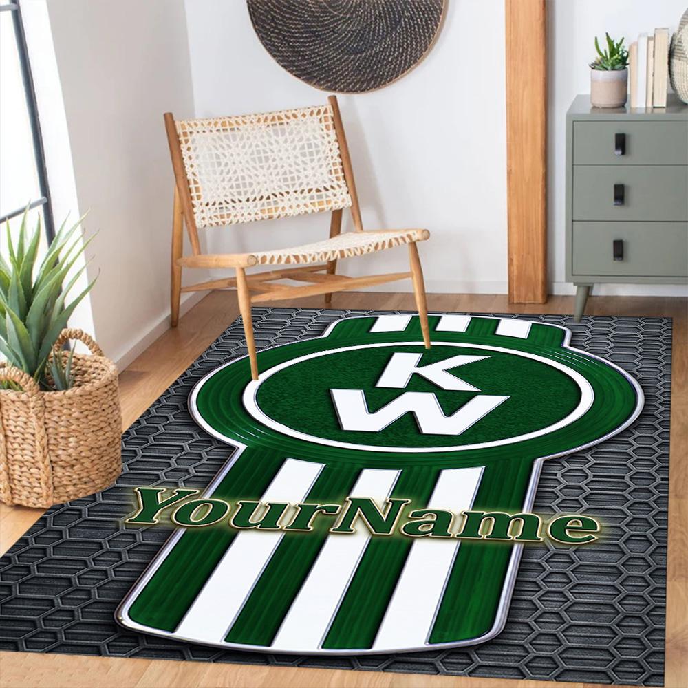 Kw Heavy Trucks Customizable Name Area Rug Suitable for Foyer Outdoor Decorate room Study room Anti-slip Rug Office home decor