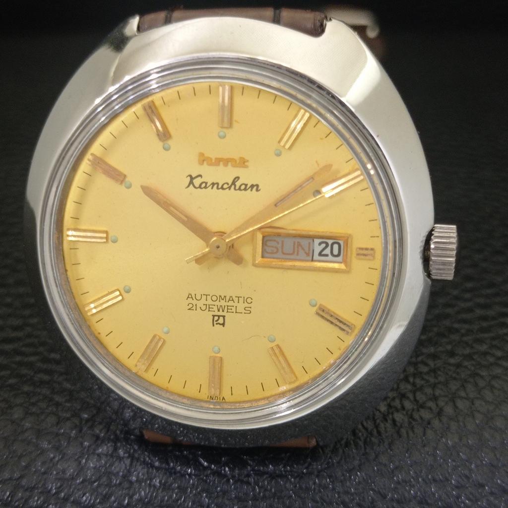 HMT KANCHAN AUTOMATIC VINTAGE 6501 INDISCHE HERRENUHR MIT GOLDENEM ZIFFERBLATT a703263-1