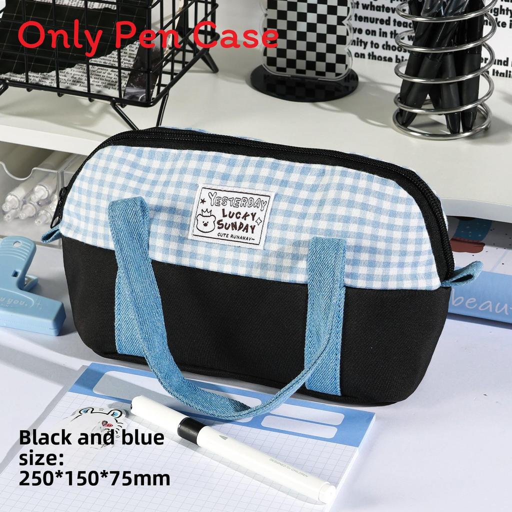 Denim Dual Color Pencil Case With Multi Functional Storage For School And Office Use