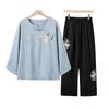 Women's Embroidered Cotton Linen Summer Outfit