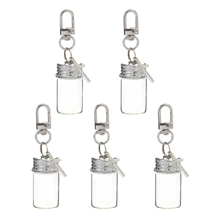 5 Pièces Porte-clés Bouteille en Verre Miniature Artistique Décoration Suspendue pour Sac à Dos Porte-clés Pour Cacher des Notes Secrètes et des Décorations