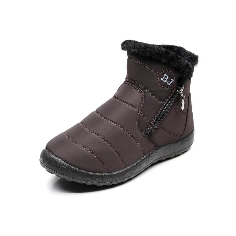 Side zipper medium tube snow boots widened waterproof snow shoes large sticker single winter warm