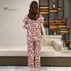 Women's Cotton Pajamas Set Short Sleeve Top Long Pants Casual Two-Piece Sleepwear Set Summer Plus Size Thin Loungewear for Elderly Mom