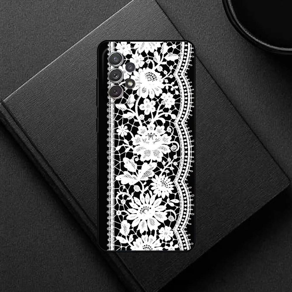 Lace Style Cool Girl  Phone Case For Samsung S25,S24,S21,S22,S23,S30,Ultra,S20,Plus,Others Soft Black Cover