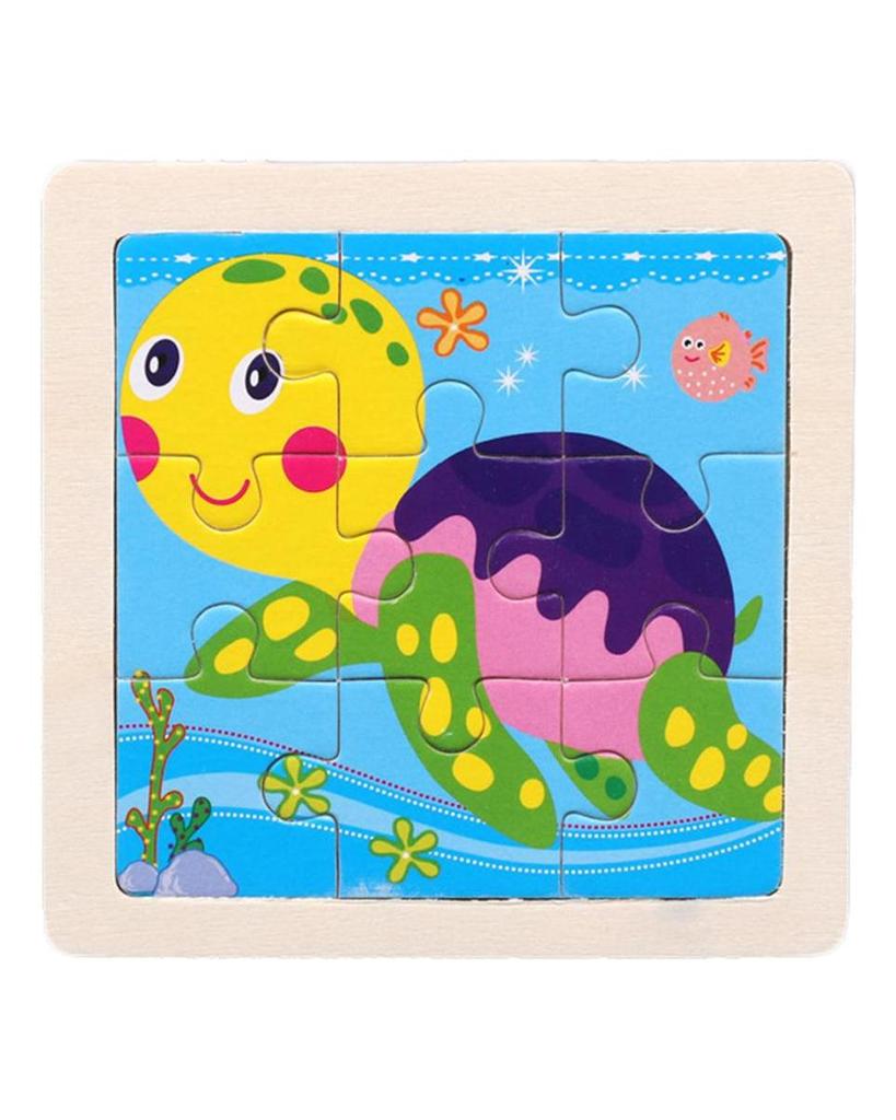 TOYS & TOTS 9Pcs Wooden Cartoon Animals Jigsaw Puzzle Learning Education Panel Kids Toys
