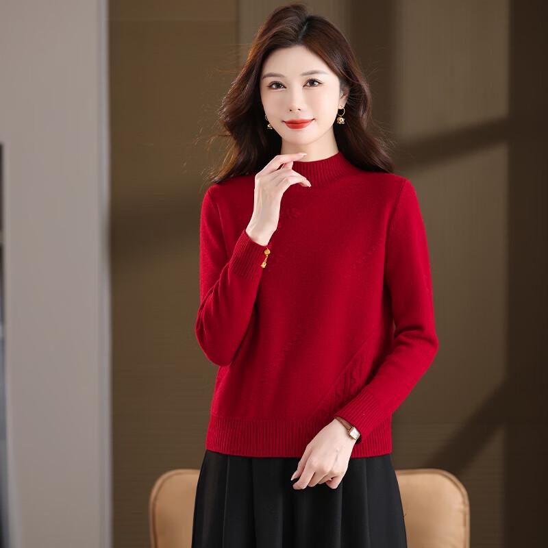Caiyang Women's 100% Wool Half-Turtleneck Sweater
