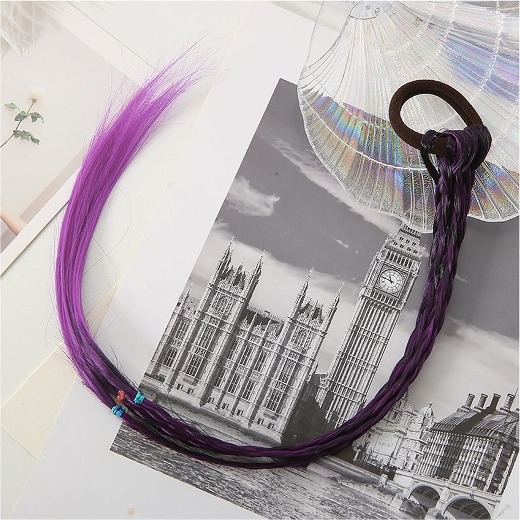 YOVOY 4er-Pack Haarverlängerungen, Geflochten, Farbverlauf-Perücke, Bunte Haarverlängerungen für Kinder, One-Touch Haarverlängerungen, Perfekt für Tanz, Aufführungen,