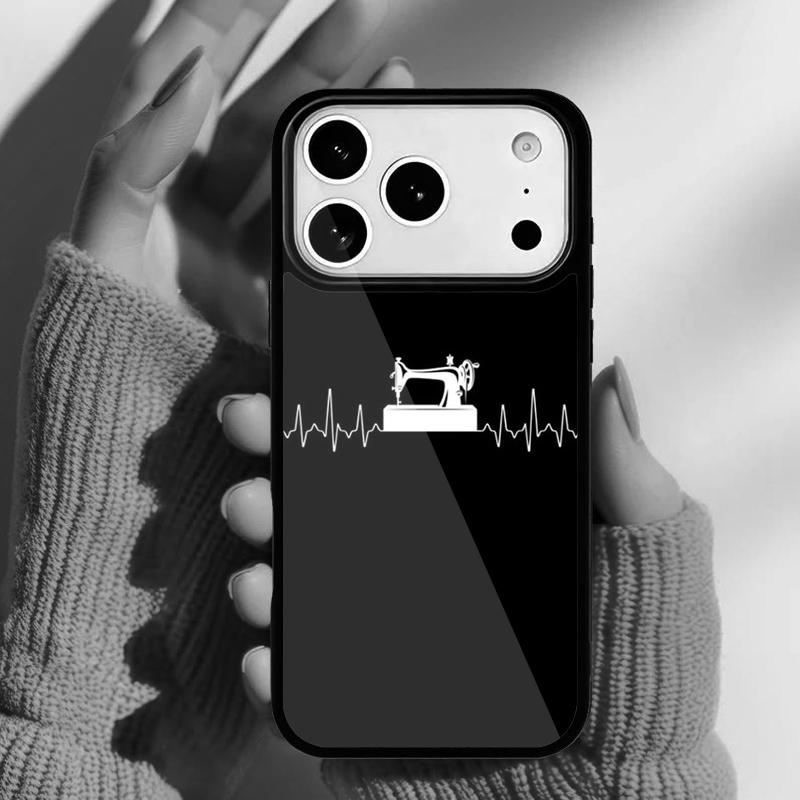 Sewing Heartbeat Phone Case for iPhone 17 Air 16e 15 14 13 Pro Max Back Cover for 12 11 Pro Coque