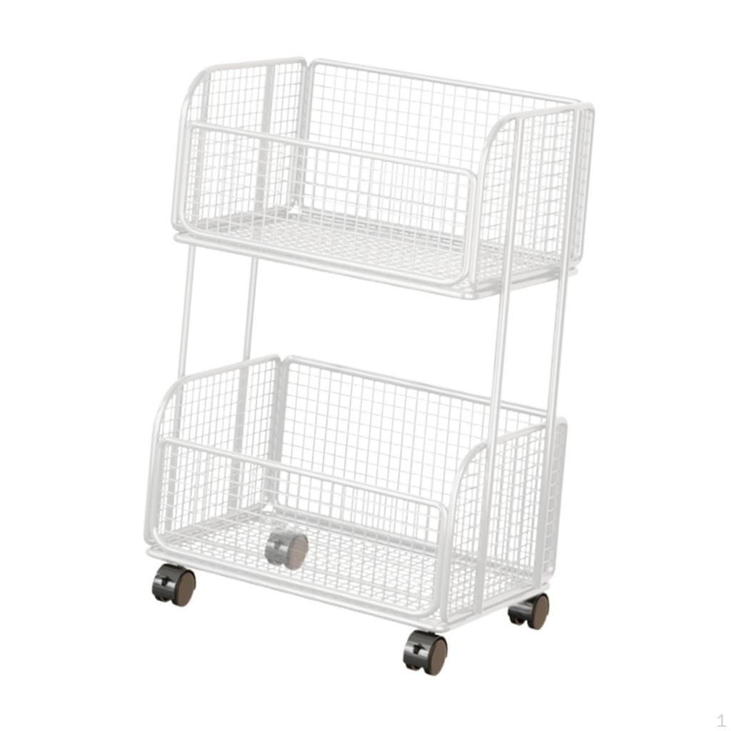 Cart Metal Wire Baskets with Wheels Iron Multipurpose Kitchen Fruit Basket Stand for Snacks Potatoes
