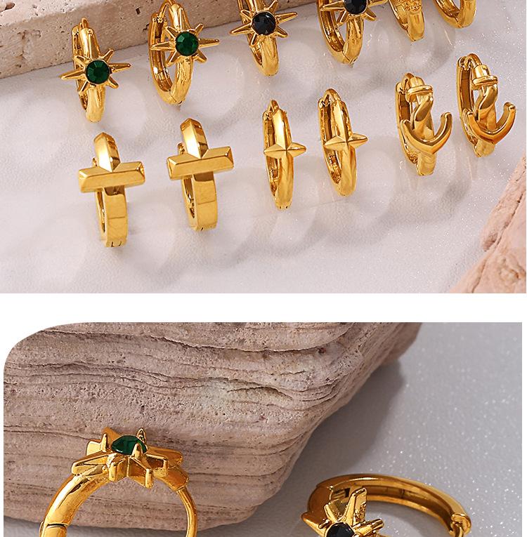 Women's Starburst Diamond-set Titanium Steel Hoop Earrings - Elegant Light Luxury Design