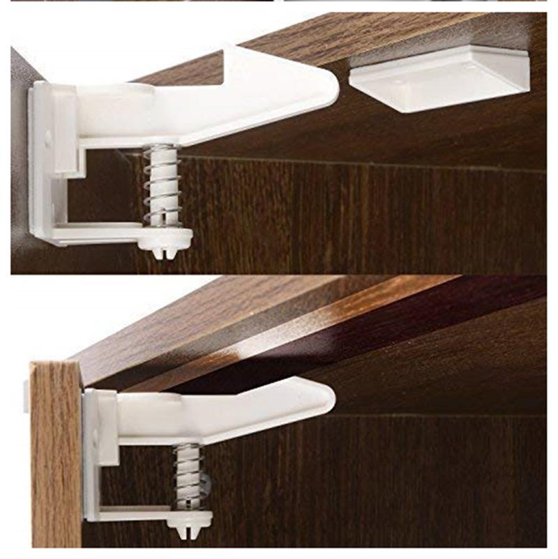 3Pcs Adhesive Safety Lock for Drawer Cabinet Door Invisible Buckle Closet Locks Security Lock