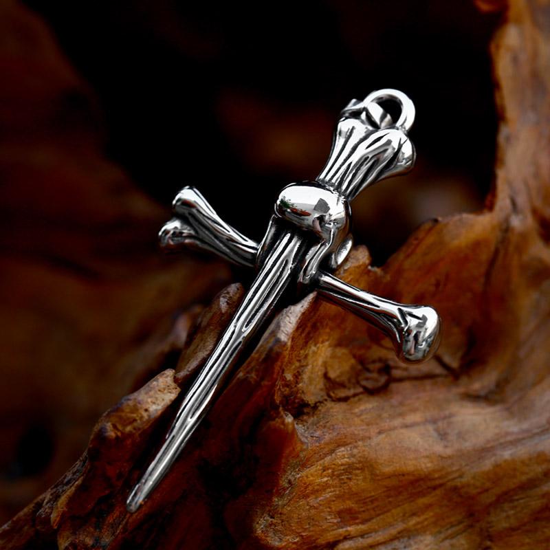 BEIER 2023 New Arrival Skull Cross Necklace Punk Men's Pendant Hip Hop Biker Stainless Steel Steampunk  Jewelry Wholesale