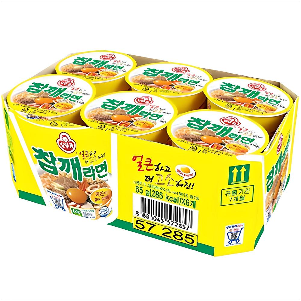Ottogi Sesame Ramyun (Savory & Spicy Egg Block) 65g x 6 Cups 65g x 6Cups