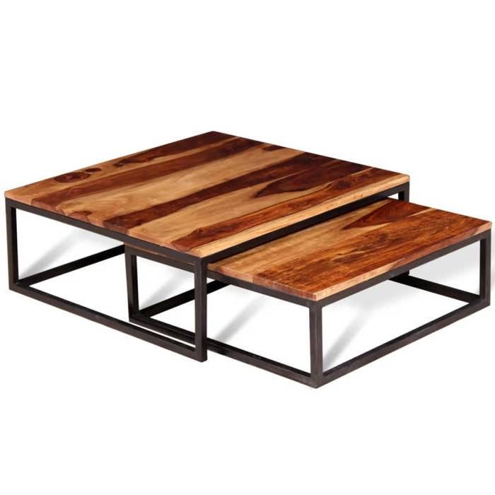 Ensemble de table basse gigogne - VIDAXL - Bois massif de Sesham - Vintage - Salon