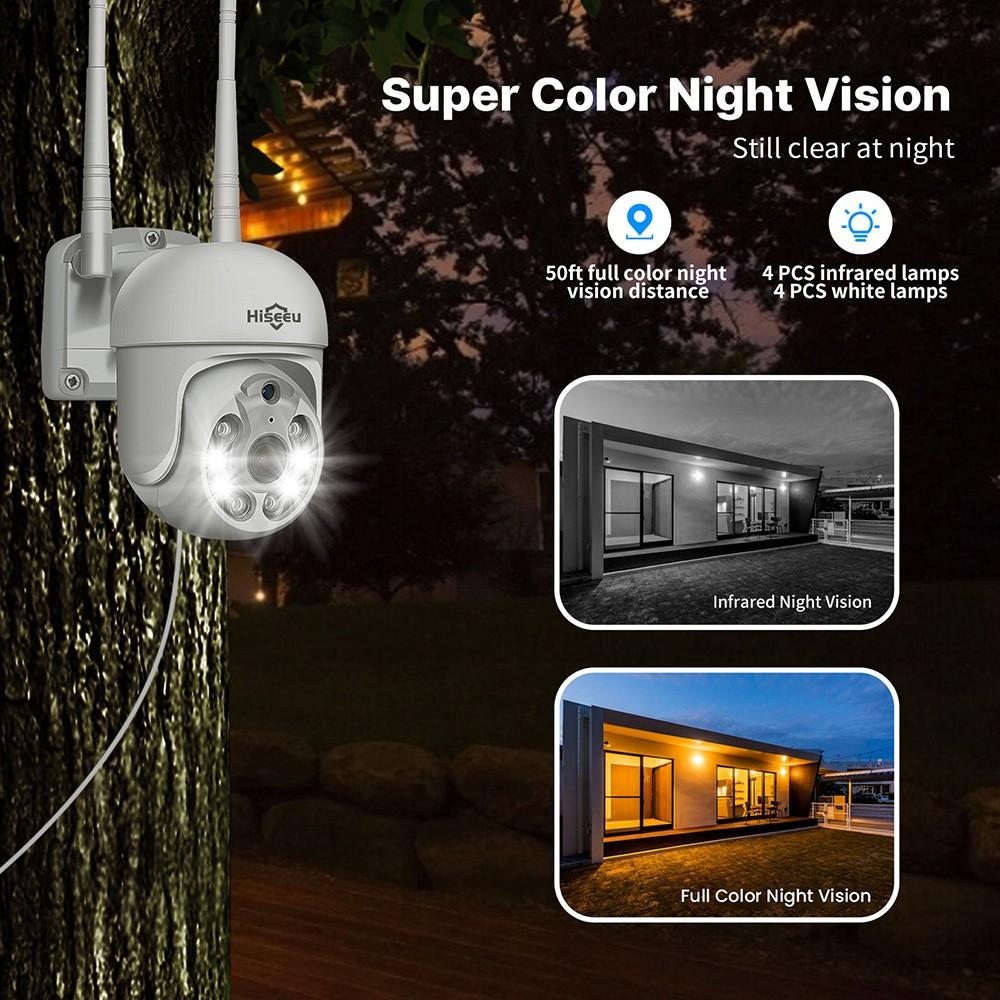 Hiseeu Security Camera System, 10CH NVR, 5MP HD Video, 2.4GHz WiFi, Two-way Audio, Motion Detection, Color Night Vision